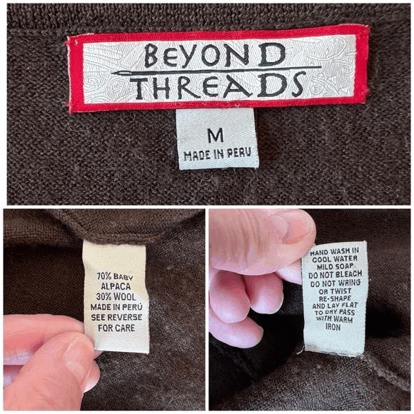 Beyond Threads Brown Alpaca Wool Button-Up Women's Cardigan- Size M - Picture 7 of 12